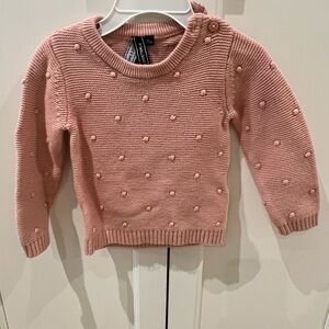 Smallbone and Scot 12m Pink Knit Sweater with Pom Pom Detail
